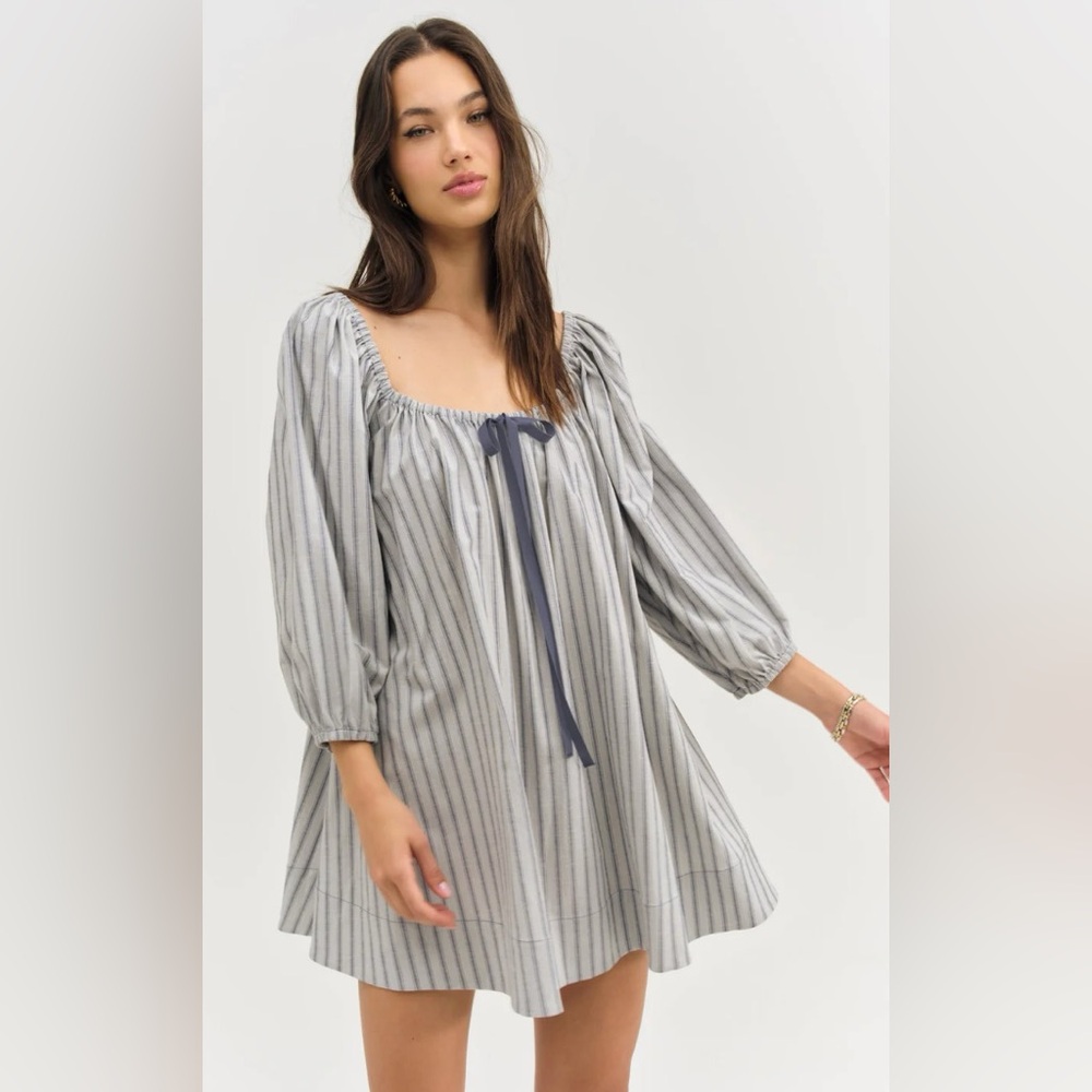 Linen stripe mini dress